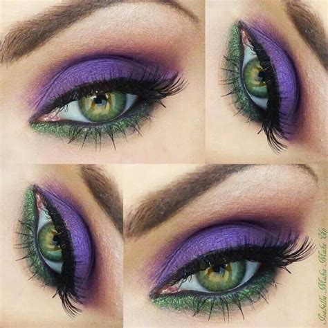 Purple and green | Purple makeup, Makeup for green eyes, Purple eye makeup