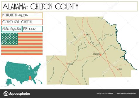 Large Detailed Map Chilton County Alabama Usa Stock Vector Image by ©Malachy666 #634590666