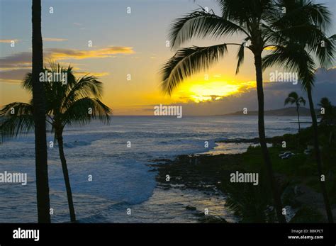 Sunset Poipu Kauai HI Stock Photo - Alamy