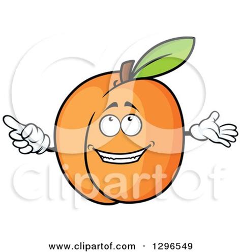 Clipart of a Cartoon Apricot Character Pointing - Royalty Free Vector ...