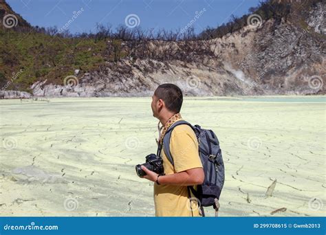 White Crater or Kawah Putih, a Volcanic Sulfur Crater Lake in a Caldera in Ciwidey, West Java ...