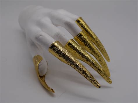 5pc Gold Dragon Claws Gothic Nails Tips Nail Art - Etsy