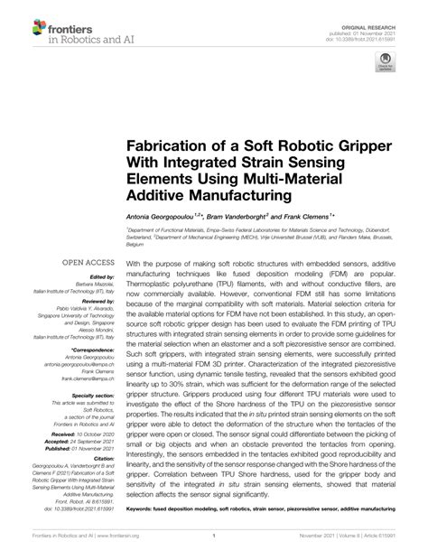 (PDF) Fabrication of a Soft Robotic Gripper With Integrated Strain ...