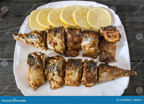 Marinated Mackerel Slices Baked on the Grill Stock Image - Image of grilling, diet: 125708505