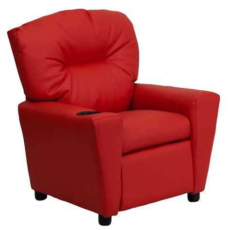 Flash Furniture Contemporary Red Vinyl Kids Recliner with Cup Holder - 14254547 - Overstock.com ...