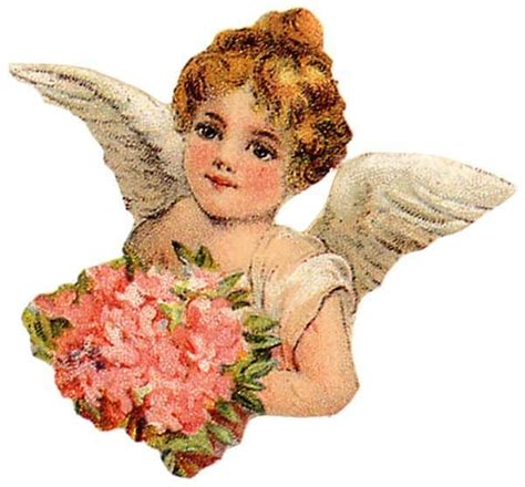 Victorian Cherub Angel With Bouquet Clip Art