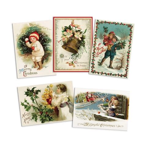 Victorian Greeting Cards Christmas Card Set Xmas Tree New Year - Etsy UK