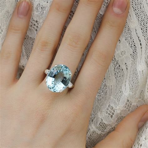 Midcentury 20 Carat Aquamarine Ring – Pippin Vintage Jewelry