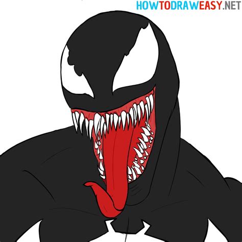 How to Draw Venom Face - How to Draw Easy