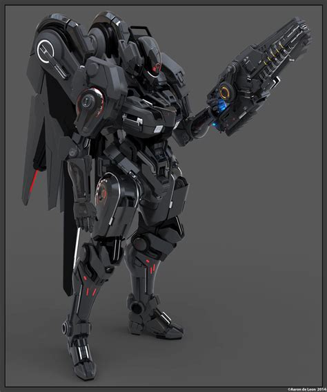 Verc Mech Standing - WIP, Aaron Deleon | Mech, Mech suit, Futuristic armour