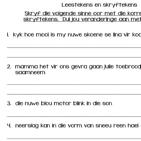 Afrikaans Ht Graad 4 Graad 5 Leestekens En Skryftekens Werkvel – Modafinil24