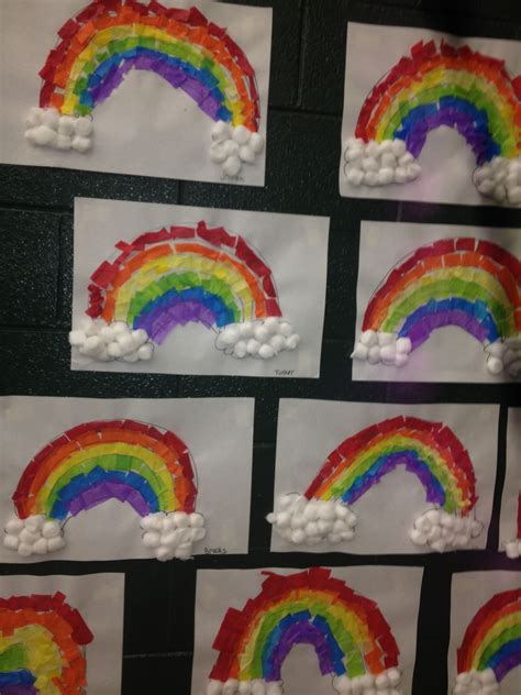 Tissue paper rainbow art project