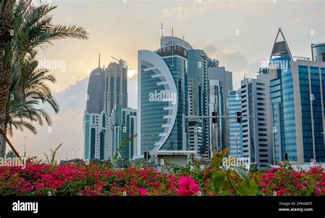 Qatar capital city Doha skyline with high rise buildings Stock Photo ...