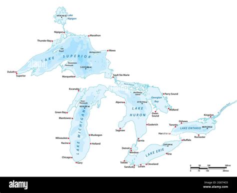 vector map of the Great Lakes, USA, Canada Stock Vector Image & Art - Alamy