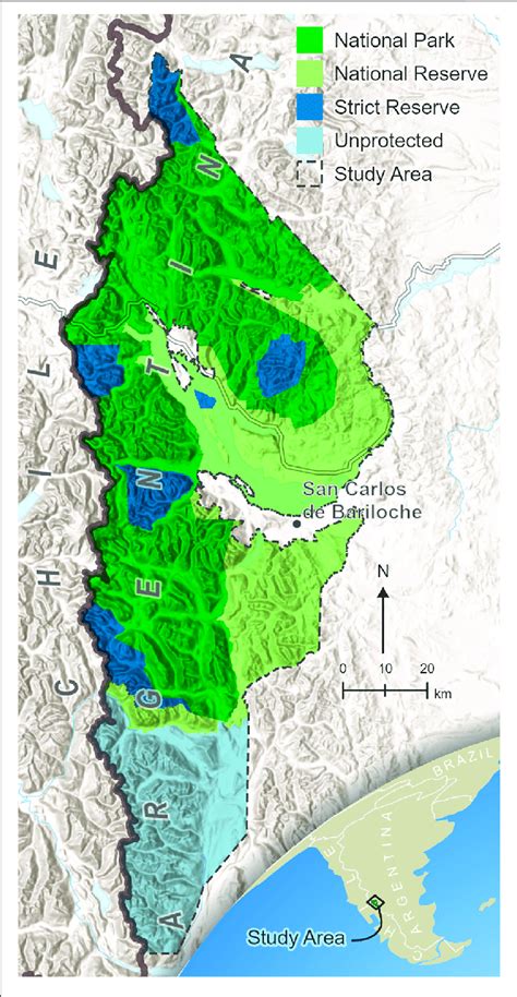 | Map of Nahuel Huapi National Park. Levels of protection indicated by ...