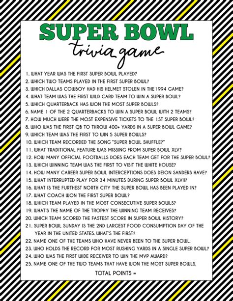 Free Printable Super Bowl Trivia Questions Game - Play Party Plan