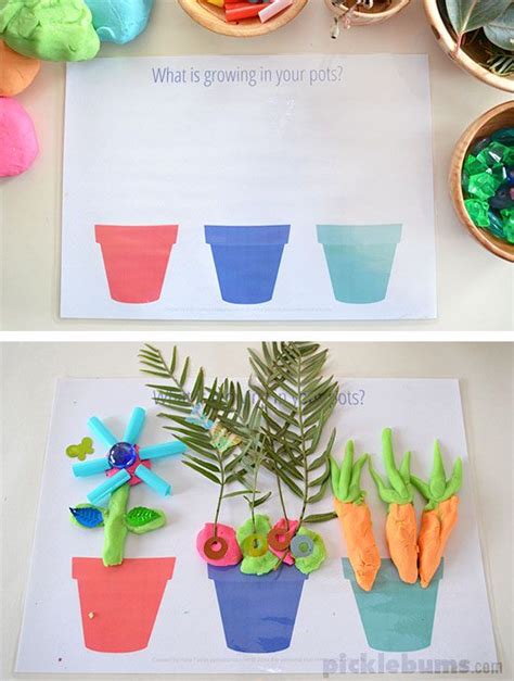 Free Printable Garden and Growing Play Dough Mats! (preschool or ...