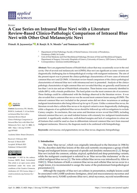 (PDF) A Case Series on Intraoral Blue Nevi with a Literature Review ...