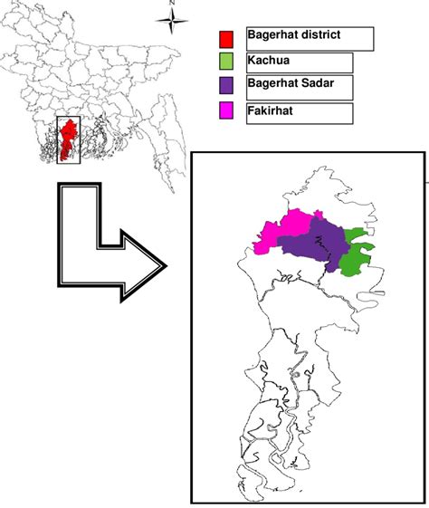 Map of Bangladesh showing the position of Bagerhat district. | Download ...