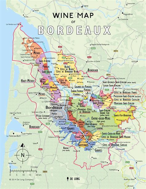 Bordeaux wine route map - Map of Bordeaux wine route (Nouvelle-Aquitaine - France)