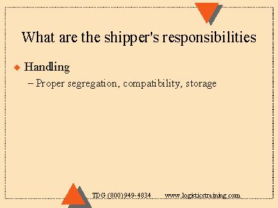 What are the shipper's responsibilities