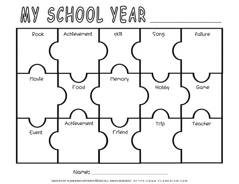 End of Year - Worksheet - Reflection Puzzle | Planerium