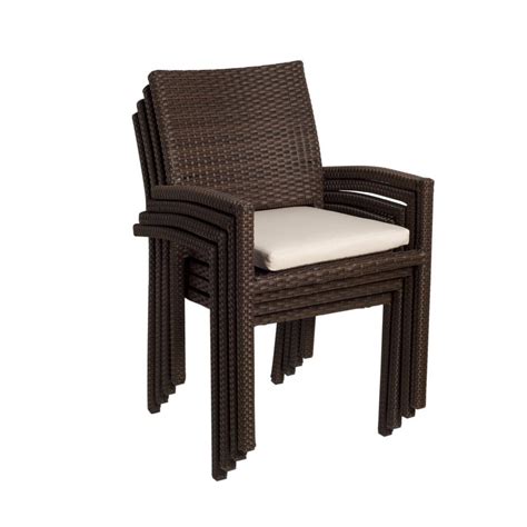 Shop International Home Atlantic 4-Count Brown Wicker Stackable Patio ...