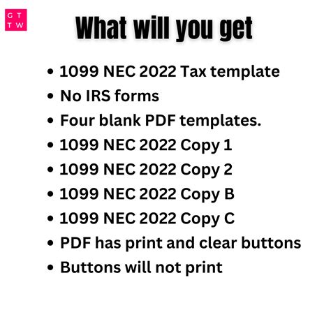 1099 NEC 1096 Editable PDF Fillable Template 2022, 54% OFF