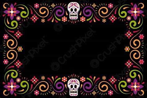 Dia de muertos marco de flores con calavera de az - vector de stock ...