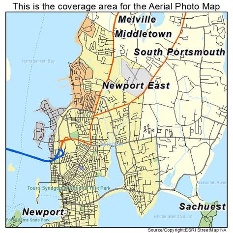 Aerial Photography Map of Newport East, RI Rhode Island