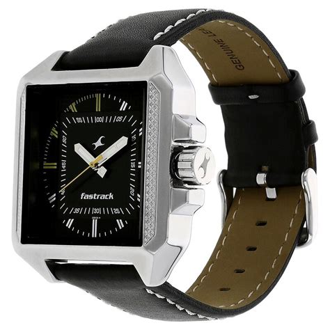 Fastrack Quartz Analog Black Dial Leather Strap Watch for Guys