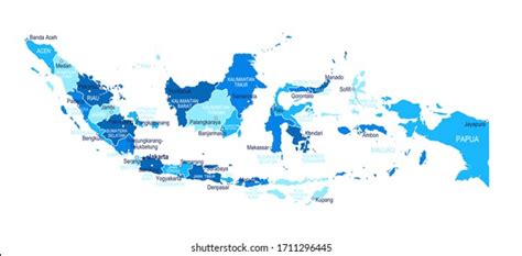 Indonesia Map Cities Regions Vector Illustration Stock Vector (Royalty ...