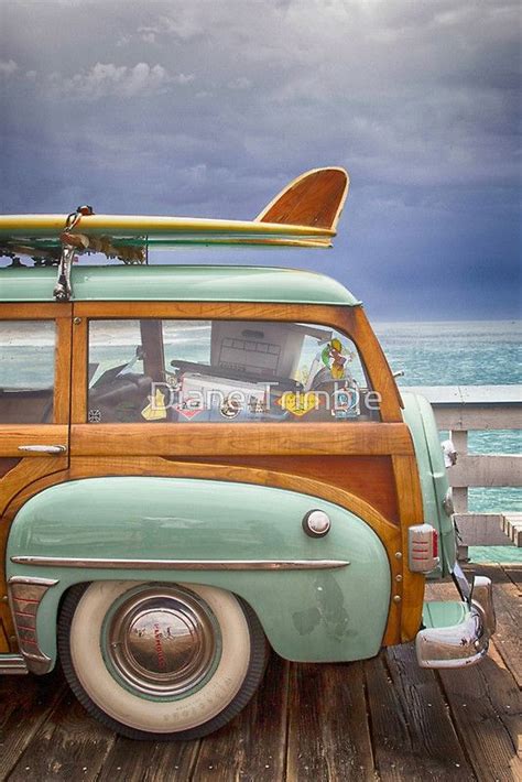 Classy (and classic!) woodie station wagon, surf board ready to go! On ...