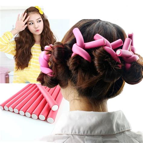 10Pcs Bendy Twist Curler Makers Curling Hair Foam Rollers Soft Foam Curler For Hair Women Hair ...