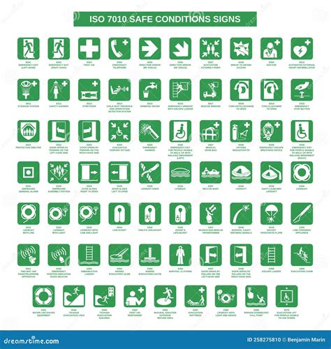 Set of Iso 7010 Safe Condition Signs Stock Vector - Illustration of ...