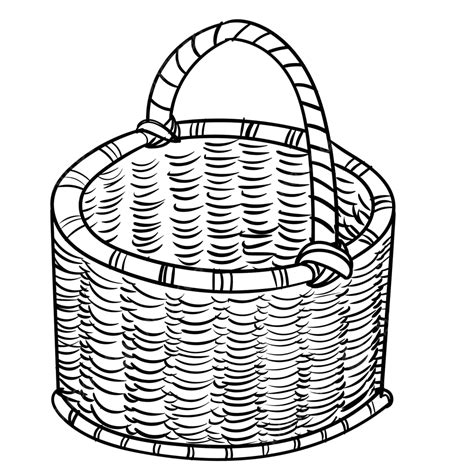 Hand Drawing Wicker Baskets Vector Simple Line Metal Handle Container Vector, Metal, Handle ...