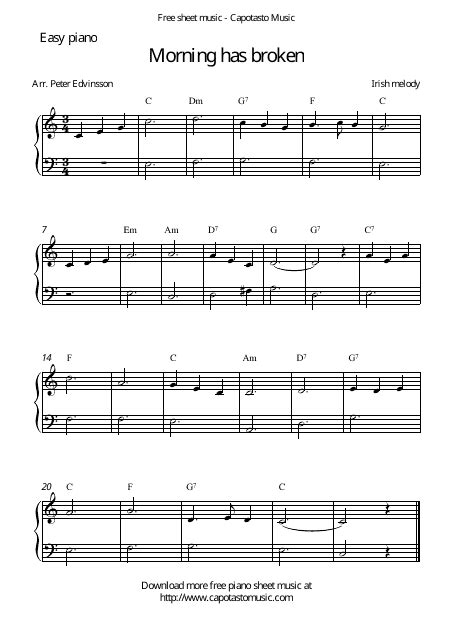 Morning Has Broken Piano Sheet Music Download Printable PDF | Templateroller