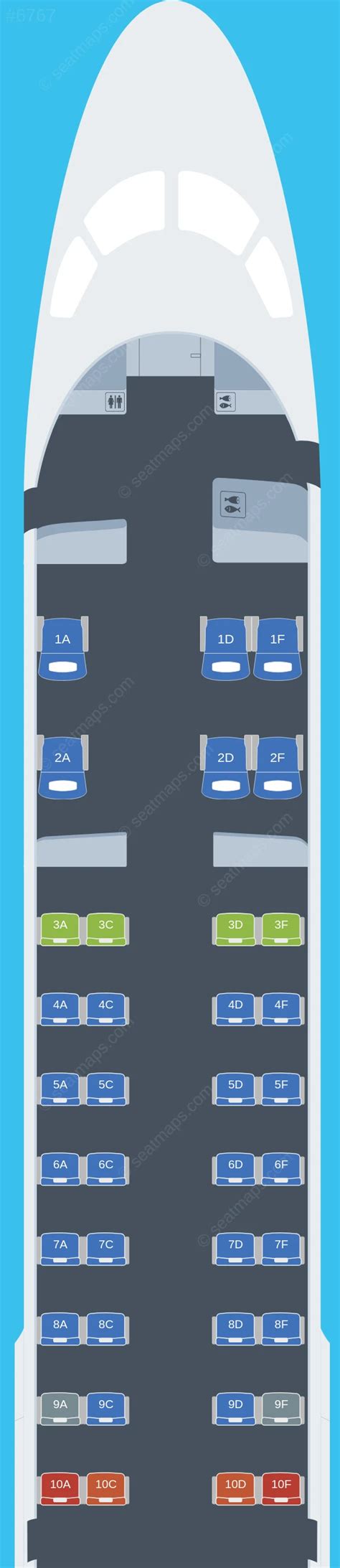 Seat map of Airlink Embraer E190 aircraft