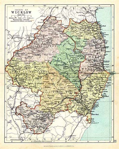 County Wicklow Ireland 1893 Antique Irish County Map of - Etsy