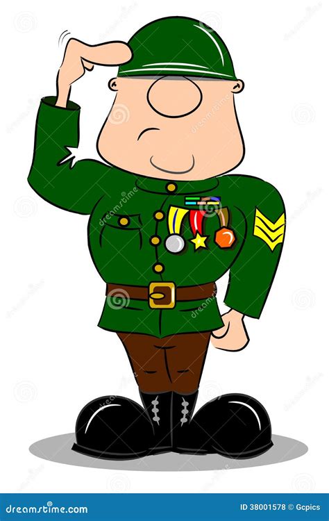 A saluting cartoon soldier stock vector. Illustration of vector - 38001578