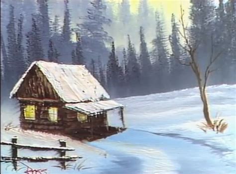 Bob ross winter cabin | Bob ross paintings, Bob ross art, Bob ross