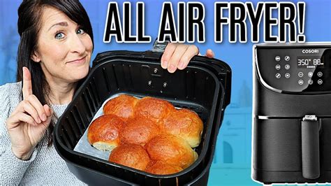 the air fryer is full of croissants in it