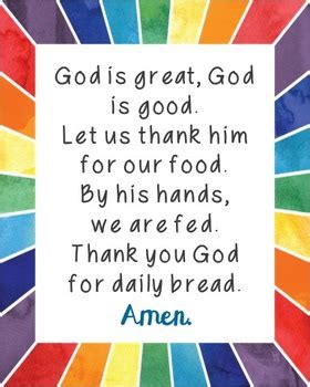 God is Great, God is Good Poster. Prayer, Blessings, Dinner, Meals.