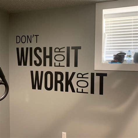 Inspirational Quote Decal, Don't Wish For It WORK FOR IT, Gym Wall Decal, Classroom Wall Decor ...