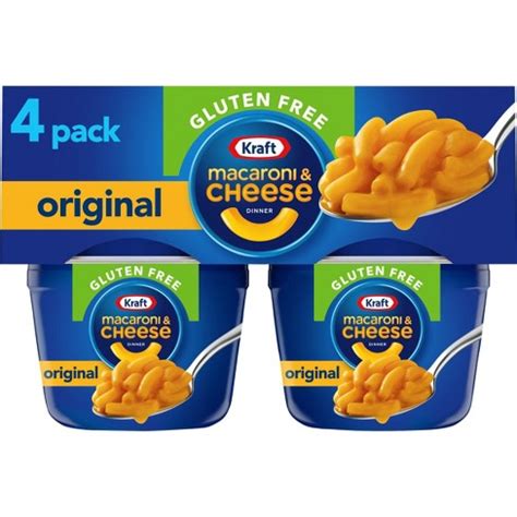 Kraft Gluten Free Original Mac And Cheese Cups Easy Microwaveable Dinner - 7.6oz/4ct : Target