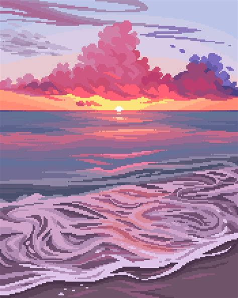 ocean sunset, me, pixel art, 2021. : r/Art