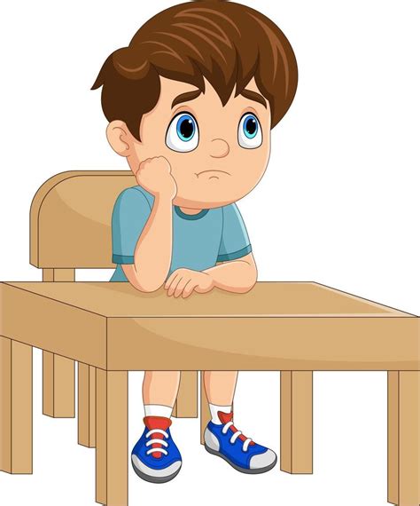 Cartoon little boy bored at school lesson 8734798 Vector Art at Vecteezy