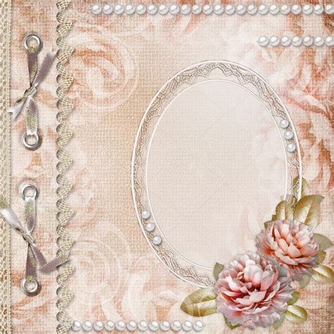 Grunge Beautiful Roses Album Cover With Frame, Pearls and Lace — Stock ...