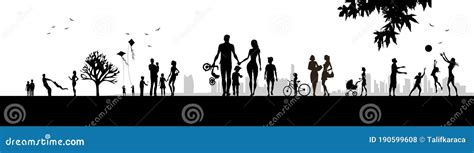 Families Silhouettes in Picnic Area. Vector Illustration Stock Vector - Illustration of nature ...