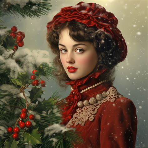 Christmas Victorian Woman Art Free Stock Photo - Public Domain Pictures